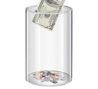 Wusideday Acrylic Money Bank | Clear Large Unopenable Money Jar | Transparent Round Money Box | Transparent Saving Box | Clear Unopenable Cylindrical Money Box