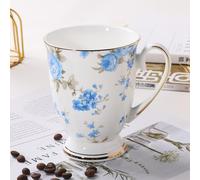 Wusideday Bone China Mug, 300ml Bone Porcelain Classic Breakfast Cup, Floral Coffee Cup with Handle - Bright Color and Patterns Dishwasher Safe Large Coffee Mugs for Latte Cappuccino