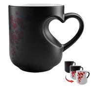 Wusideday Ceramic Magic Mug, Color Change Mug, Heart Shape Cups, Heat Sensitive Reveal Romantic Love Coffee Cup, Heart Shape Handle Funny Heat Changing Mugs