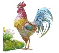 Wusideday Chicken Outdoor Statue Sculpture Figurines, Metal Rooster Garden Statues, Metal Cockerel Ornament, Chicken Yard Art Decor Standing Animal Lawn Ornament
