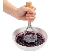 Wusideday Masher Kitchen Tool | Wooden Handle Double Arc Kitchen Tool | Metal Potato Masher | for Avocado Beans Carrots Soft Fruits Vegetable Daily Cooking Home Dining Room Apartment