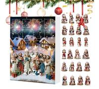 Wusideday Ornament Countdown Calendar - 2025 Christmas 2d Jesus Ornament Advent 24 Days,Cute Pendant Holiday Decor for Collectors Wall Door Entryway Indoor Party Home Festival