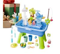 Wusideday Water Table For Kids, Water Play Table With Pump, Play Sink With Running Waters, 4 In 1 Fishing Game For Ages 4-8 Summer Outdoor Birthday