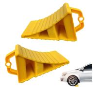 Wusideday Wheel Chocks With Handles Set Of 2, Multipurpose Anti-Slip Wheel Stopper, Tyre Saver Brake Stoppers Ridged Wedges, Vehicles Wear-Resistant Tire Stopper, Yellow
