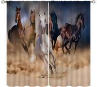 Wusihorld Horse Blackout Curtains for Home Decor,Horse Herd Run Desert Sand Storm Rod Pocket Thermal Insulated Drapes Darkening Window Curtain for Girls Boy Bedroom Living Room 63 x 63 Inch