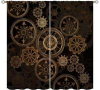 Wusihorld Steampunk Blackout Curtains for Home Decor,Steam Punk Gears Background Rod Pocket Thermal Insulated Drapes Darkening Window Curtain for Girls Boy Bedroom Living Room 84 x 84 Inch