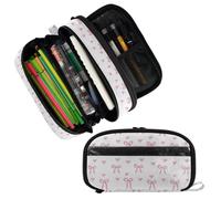 Wusikd Pink Bows Hearts Ribbons Pencil Case Organizer Big Capacity Pencil Pouch Stationery Makeup With Zipper School Supplies Pencil Bag For Girls Boys Office