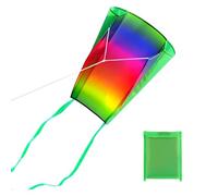WUSJCOF 1 Piece Portable Rainbow Kite with Long Colored Tails, Monofilament Kite for Beginners, Easy to Pilot Kite for Outdoor Games and Activities (Multicolor)