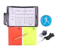 WUSJCOF 1 Set Football Referee Cards, Red Yellow Card, Schiri Whistle with Double Clip, Lanyard, Bag and Scorebook for Football Game, Sports, School Sports