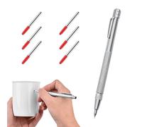 WUSJCOF 1 x Tungsten Carbide Pen with 6 Pieces of Additional Pen Tips, Tungsten Carbide Scriber Tip for Writing on Wood, Steel and Glass