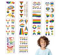 WUSJCOF 10 Sheets, Pack of 60 LGBT Temporary Tattoos, Pride Tattoos, LGBT Stickers, Decals Tattoo Stickers for Celebrations, Gay Parties, Pride Festivals, Pride Parade (Rainbow)