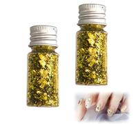 WUSJCOF 2 Bottles Gold Foil Sheets, Decorative Gold Foil, Gold Foil Sheets, DIY Craft, Gold Foil Decorative Foil for Painting Resin, Gold Plated Statue, Nail Art (Gold)
