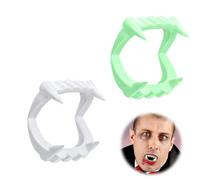 WUSJCOF 2 Pcs Child Safe and Sturdy Attachable Teeth Vampire Teeth for Dracula Costumes, Kids Vampire Teeth, 1 Fluorescent - Great for Halloween and Carnival