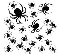 WUSJCOF 24 Pack Realistic PVC Spiders 3D Pattern Scary Stickers for Windows and Walls, 3D Spider Sticker, DIY Decoration for Halloween Party (3 Sizes) (Black)