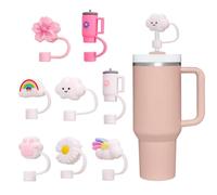 WUSJCOF 8 Pieces 10 mm Dustproof Silicone Material Straws Cover, Silicone Case Accessory Set Straw Lid for Stanley Cup, Cups Not Included