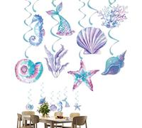 WUSJCOF 8 Pieces for Hanging, Marine Theme Decorating, Sea Theme with Seashell Starfish Holographic Pattern, Garland Decoration for Children, Birthday Oceania and Underwater Parties