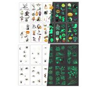 WUSJCOF Halloween Children's Luminous Temporary Tattoos, Set of 12 Stickers for Decoration, Ephemeral Children, Makeup, Pinata Birthday, Small Gift Toy Girl Boy