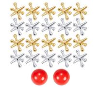 WUSJCOF Jack Toy Kit, 20 Pieces Retro Metal Jack and Ball Game with 2 Elastic Balls Classic Jack Game for Party Favors Game Prizes for Children and Adults