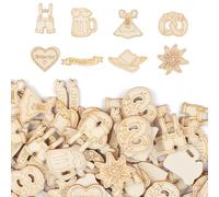 WUSJCOF Pack of 100 Oktoberfest Confetti Wood, Bavarian Oktoberfest Table Decoration, Wooden Confetti Edelweiss Beer Hat Dress, for Bavarian Oktoberfest Party (3-4 cm)