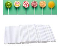 WUSJCOF Pack of 100 Paper Cake Pop Sticks, White Lollipop Sticks, Mini Lollipop Paper Sticks for Lollipops, Sweets, Cakes, Biscuits and Desserts (10 cm x 3 mm) (White)