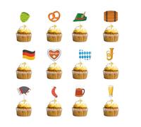 WUSJCOF Pack of 12 Oktoberfest Cupcake Toppers, Beer Festival Party Picks, German Beer Festival Cake Decoration, Bavarian Party Dessert Decorations for Oktoberfest Decoration