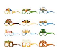 WUSJCOF Pack of 12 Oktoberfest Party Glasses Funny Photo Props Bavarian Decorative Accessories for Oktoberfest Costume Adults and Children