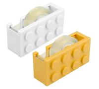 WUSJCOF Pack of 2 Adhesive Tape Dispenser Tape Dispenser in the Shape of Building Blocks for Desks, Restaurants, Flower Shops (Yellow)