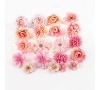 WUSJCOF Pack of 20 Artificial Flowers for Crafts, Mini Artificial Flowers, Flower Heads, Decorative Silk Flowers, Fake Flowers, Flower Decoration, Roses, Hydrangeas for Cake Decoration, Wedding