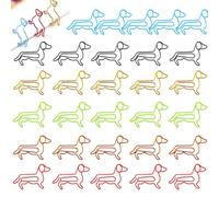 WUSJCOF Pack of 30 Paper Clips Animal Shape Bookmark Cute Paper Clips Metal for Office School Notebook Office Supplies, Dachshund Gifts, Dachshund Bookmark