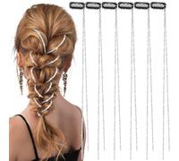 WUSJCOF Pack of 6 Glitter Hair Accessories - Crystal Tassel Chain, Lightweight and Elegant Hair Clips for Bride, Parties and Everyday Life, for Girls and Women