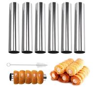 WUSJCOF Pack of 6 Non-Stick Cannoli Baking Moulds, Croissant Baking Moulds, Cannoli Tubes, Foam Rollers, Stainless Steel, for Iridescent Curls, Cannoli, Cream Horn (120 x 20 mm)