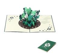 WUSJCOF Pop-Up Card Lucky Clover, 3D Birthday Card, Good Luck, Get Soon, Handmade 3D Get Well Card, Congratulations Card for New Year, Birthday, Thank You for Everything Card (13 x 18 cm)