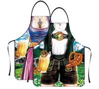 WUSJCOF Set of 2 Oktoberfest Aprons Funny for Men and Women as BBQ Apron Cooking Apron Also for Couples Bavarian Gifts (A)