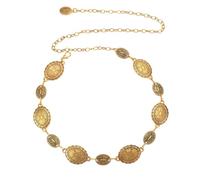 WUSJCOF Women Metal Waist Belt Chain Belt with Hollow Out Daisy Adjustable Buckles Fit Dress Jeans Sweater Stylish (Gold)