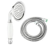 Wussh 3.85 Inch Classic Traditional Brass Telephone Hand Shower Head Polished Chrome and Ceramic Handheld Showerheads with 1.5M Hose