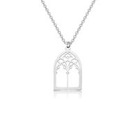 WUSUANED Cathedral Window Necklace Medieval Church Jewelry Gothic Windows gift Religious Gift, L, Stainless Steel, No Gemstone