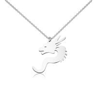 WUSUANED Chinese Dragon Necklace Mythical Dragon Inspired Jewelry Chinese Dragon Gift Dragon Lover Gift For Fans, Stainless Steel, No Gemstone