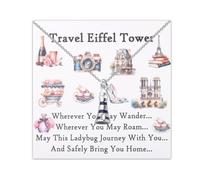 WUSUANED Eiffel Tower Necklace Travel Inspirational Jewelry Paris Travel Gifts France Souvenir Gift Eiffel Tower Gift For Traveller, L, Metal, No Gemstone