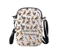 WUSUANED Funny Birds Crossbody Bag Birdwatcher Gift Flicker Dodo Titmouse Bag For Bird Lovers, Flicker Dodo Titmouse Bag