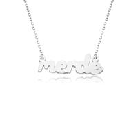 WUSUANED Funny Merde Necklace Naughty Word Jewelry Merde Gag Gift Swear Words Gift, L, Stainless Steel, No Gemstone