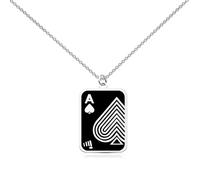 WUSUANED Funny Metal Poker A Necklace Gambling Jewelry Playing Cards Lover Gift Gamble Lover gift Metal Poker A Gift, Stainless Steel, No Gemstone