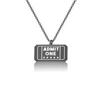 WUSUANED Funny Movie Ticket Necklace Admission Jewelry Admit One Gift Cinema Ticket Gift For Film Lovers, L, Stainless Steel, No Gemstone