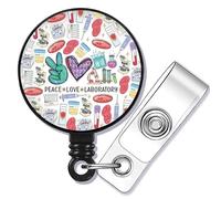 WUSUANED Laboratory Technician Badge Reel Laboratory Assistant Badge Holder Lab Tech Gift Medical Lab Week Gift (Peace Love Lab BR)