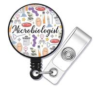 WUSUANED Microbiologist Badge Reel Microorganism Gift Biology Tech W ifts Microbiology Assistant Badge Holder (Microbiologist BR)