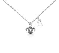 WUSUANED Musical Queen Necklace Crown Note Jewelry Theatre Lover Gift Music Queens Gift Musical Fan Gifts, L, Stainless Steel, No Gemstone