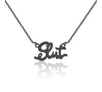WUSUANED Smut Necklace Slutty Wife Jewelry Spicy Lovers Gift Hotwife Gifts Naughty Valentine Gift Swear Words Gifts, L, Stainless Steel, No Gemstone