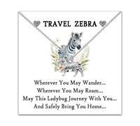 WUSUANED Travel Zebra Necklace Zebra Jewelry May This Zebra Journey With You Gift Luck Zebra Gift Travelling Gift, L, Metal, No Gemstone