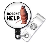 WUSUANED Worm Badge Reel Cartoon Worm Lover Gift Hello Robert Gift Worm Meme Badge Clip (Robert Help BR)