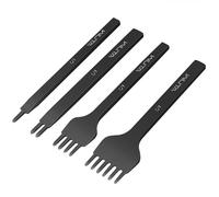 WUTA 1st Gen Leather Craft Hole Punches, Carbon Steel Diamond Pricking Iron Lacing Stitching Punch Tool for DIY Leather Bag Wallet Making(Black,5mm 1+2+4+6 Prong)