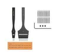 WUTA 2nd Generation Leather Craft Tool Kit, Replaceable Sharp Pricking Iron Chisel and Removable Round Hole Punch for Stitching, Lacing, Belts, Bags & DIY Leatherworking(3mm-2+10 hole)